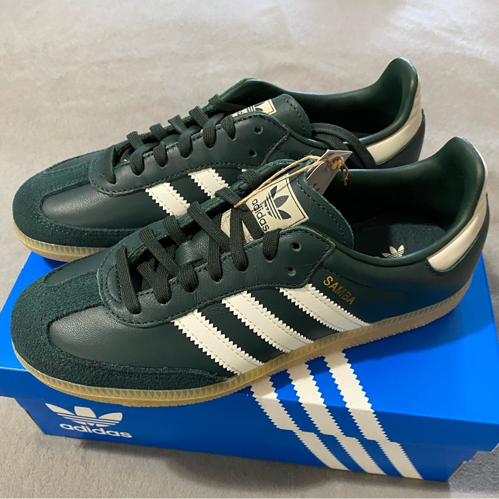 Adidas Samba Dark Green and White Sneakers